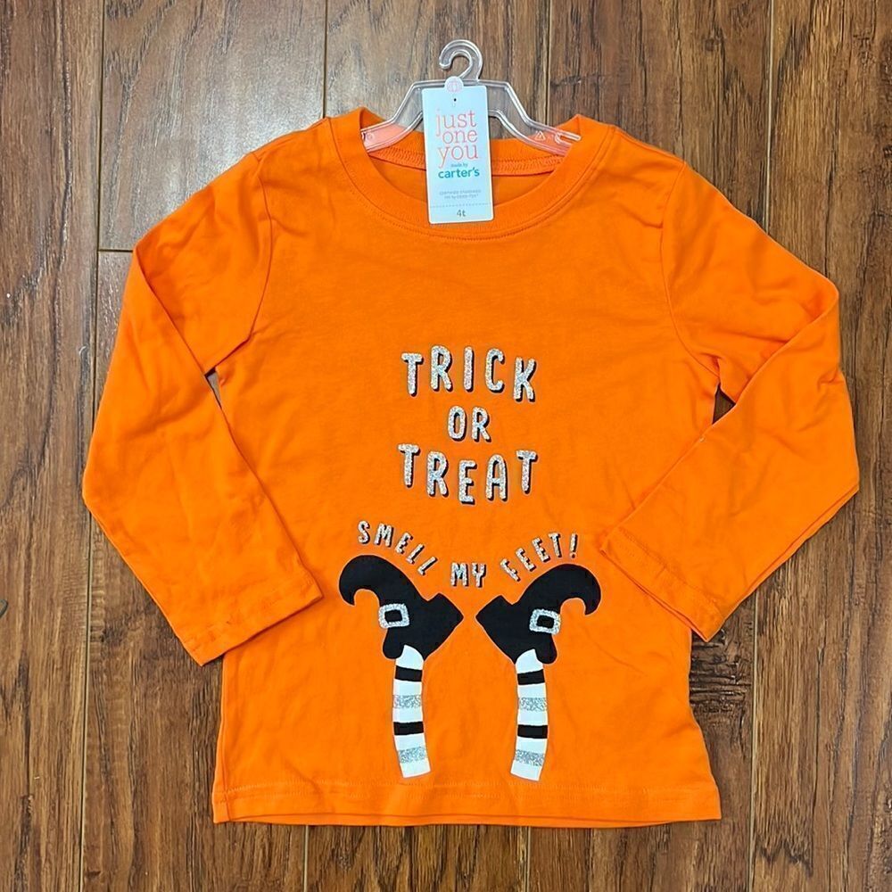 NWT Just One You Carter’s Long Sleeve 4T Orange Girl’s Halloween T-Shirt